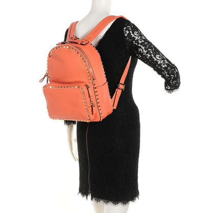 Valentino Garavani Grained Calfskin Medium Rockstud Backpack Coral 2 of 8