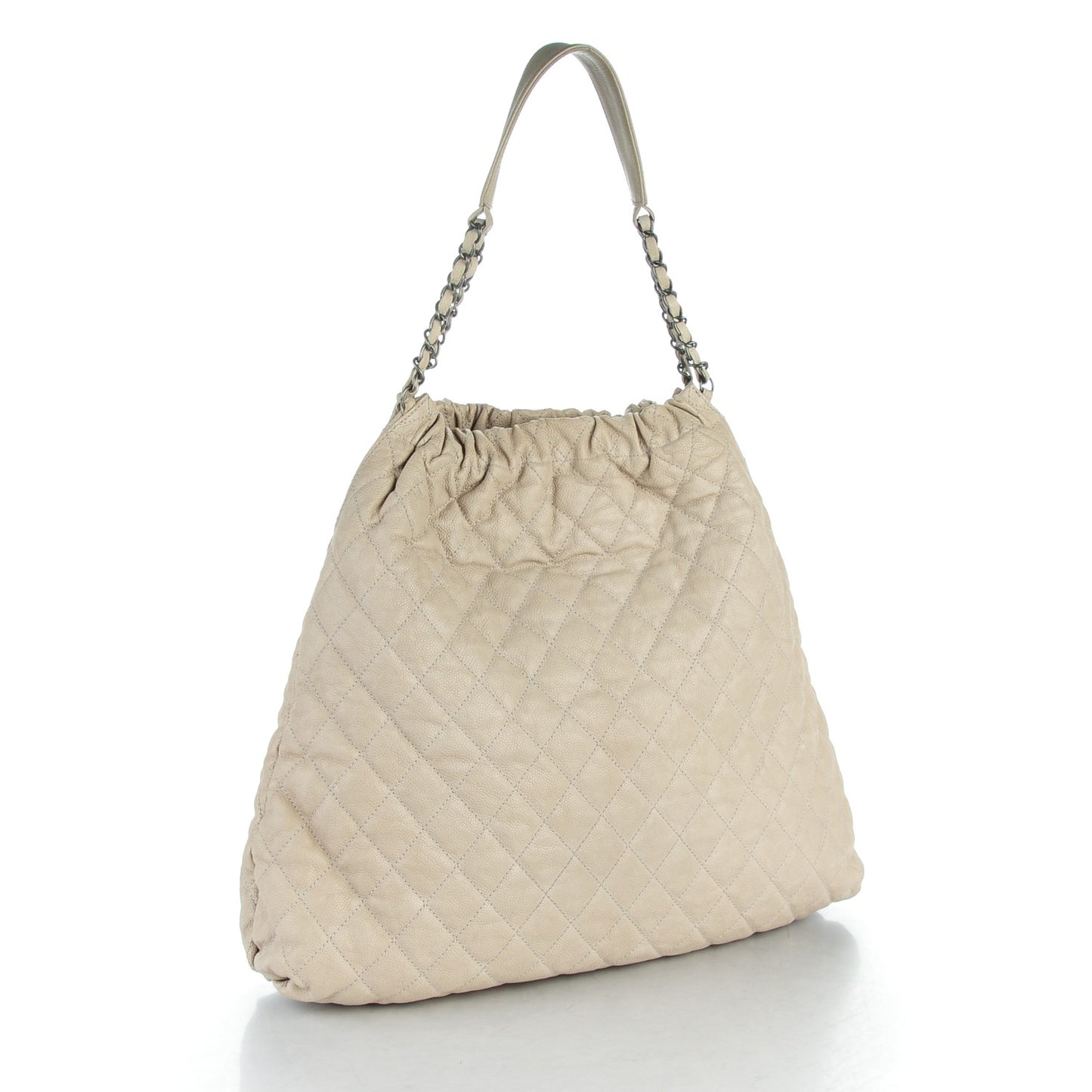 Caviar Quilted Large Elastic Tote Gray