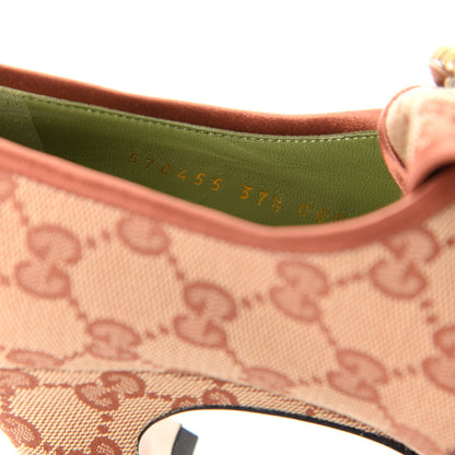 Gucci Monogram Satin Torchon Double G Pumps 37.5 Beige Ruggine Copper 10 of 11