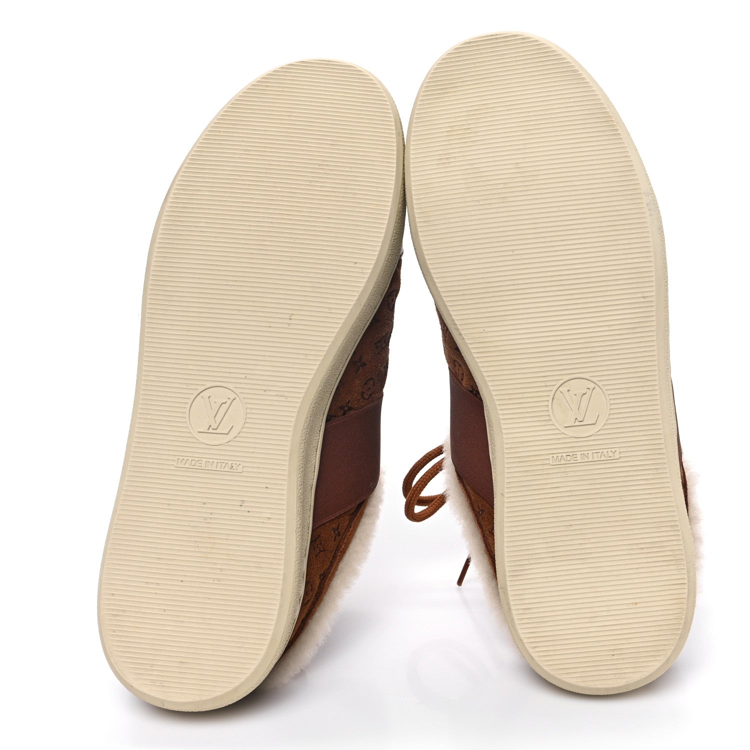 Louis Vuitton Suede Monogram Debossed Shearling Lous Open Back Sneakers 39 Cognac 5 of 9