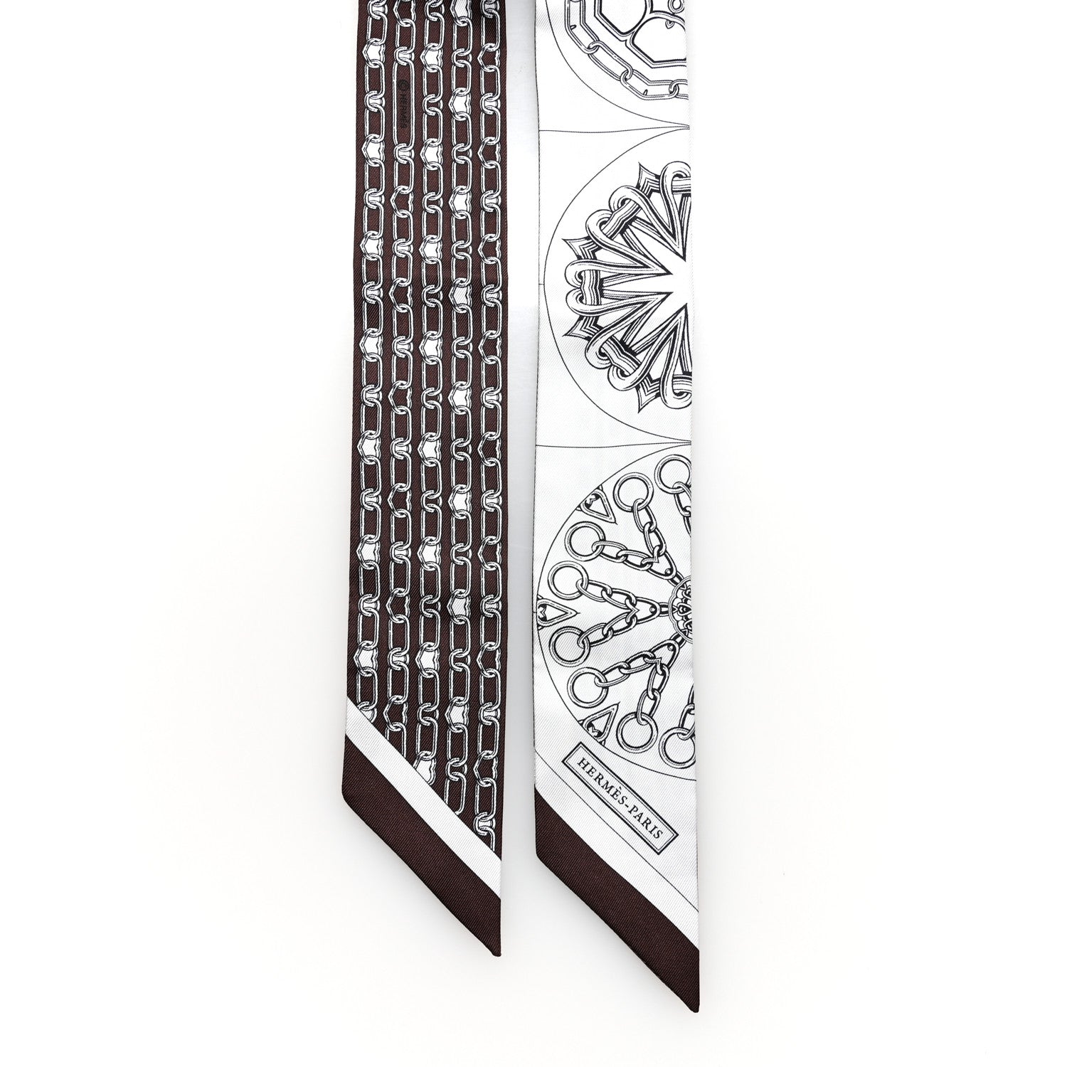 Hermes Silk Effet Kaleidoscope Twilly White Anthracite Marron 2 of 4