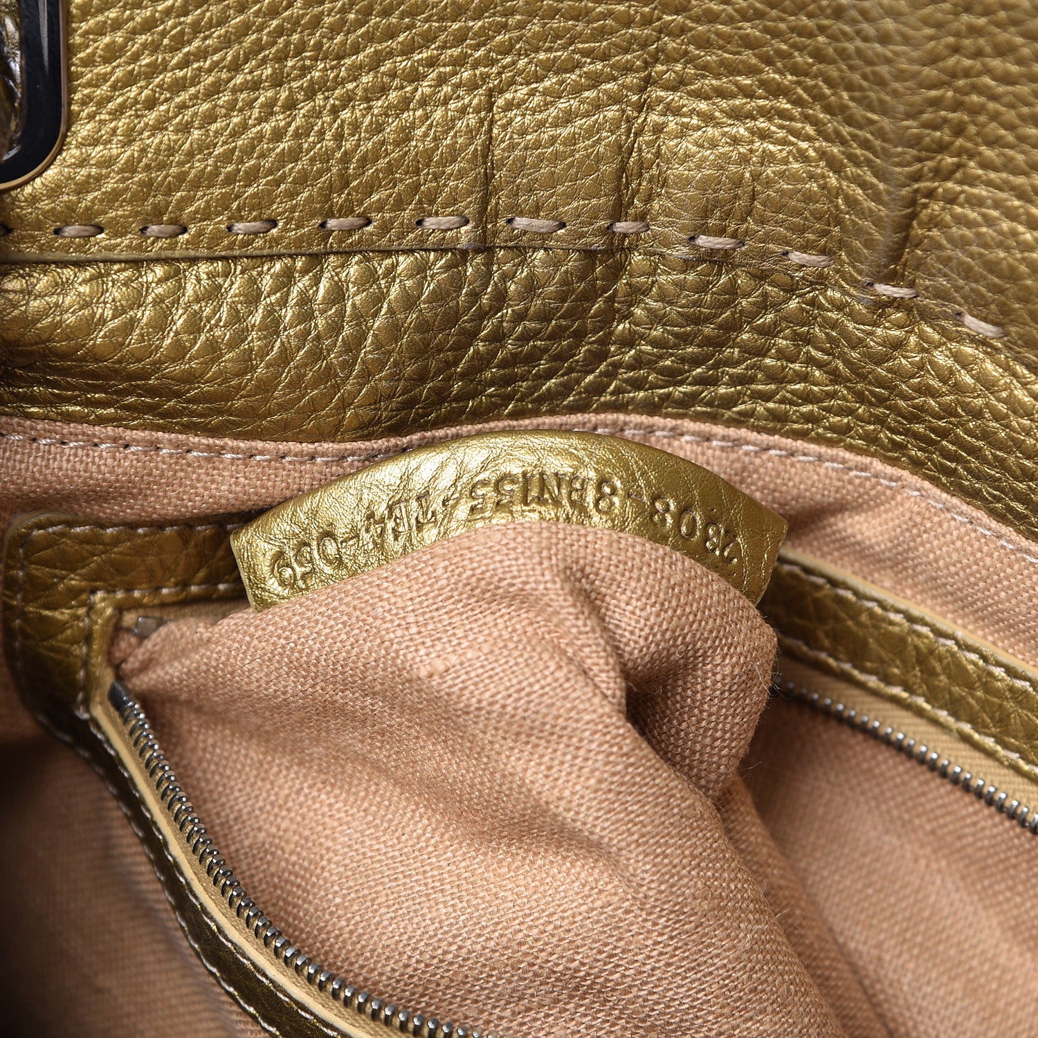 Fendi Calfskin Romano Selleria Small Villa Borghese Tote Gold 7 of 10