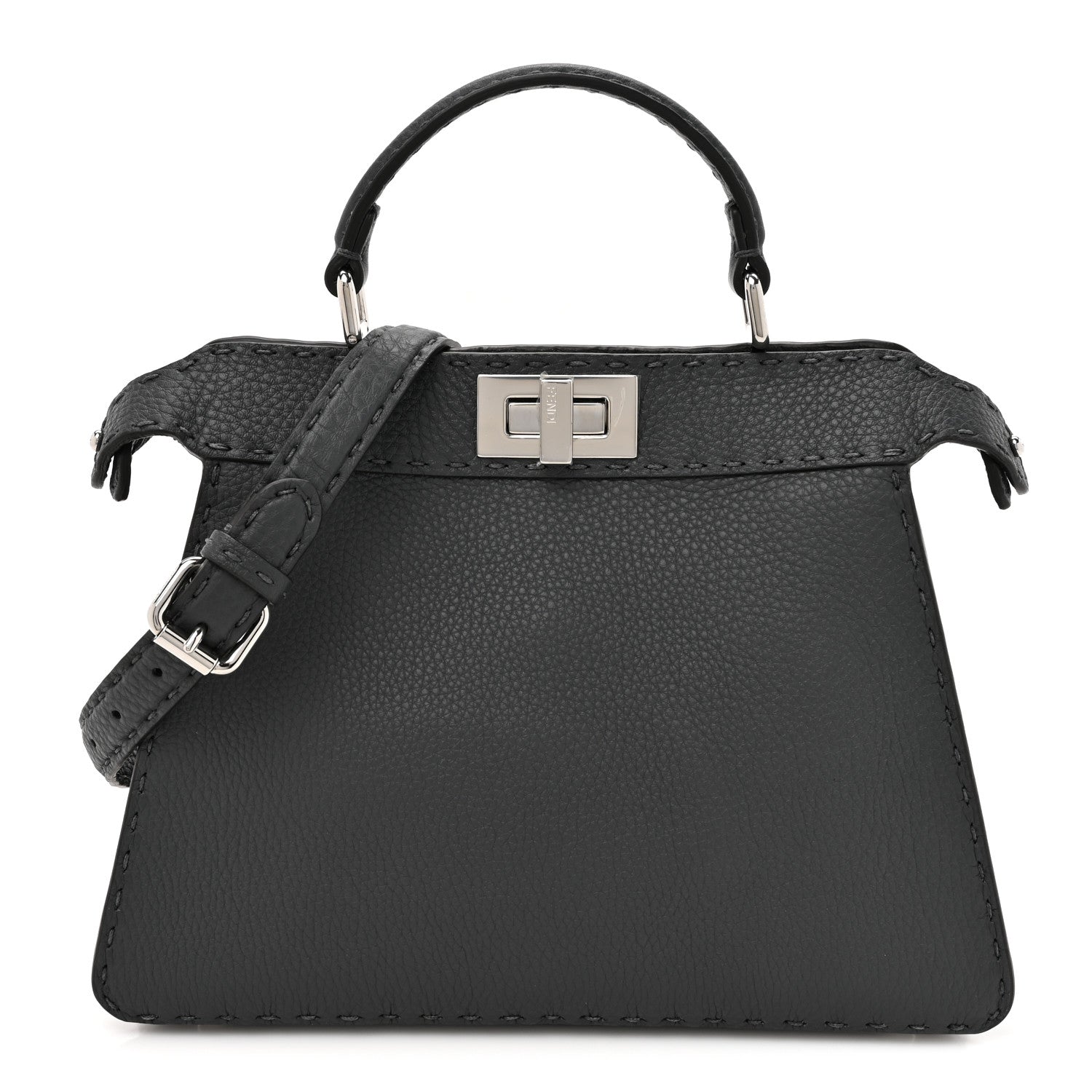 Fendi Cuoio Romano Selleria Chamois Small Peekaboo I SEE U Satchel Asfalto Camelia 1 of 12