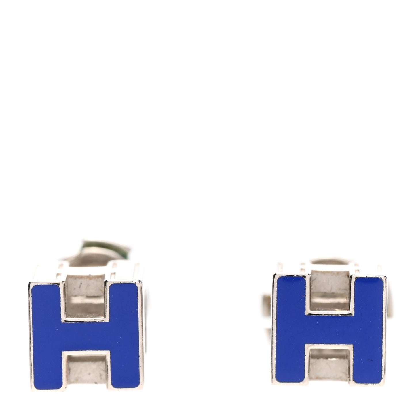 Palladium Lacquered Cage d'H Earrings Royal Blue