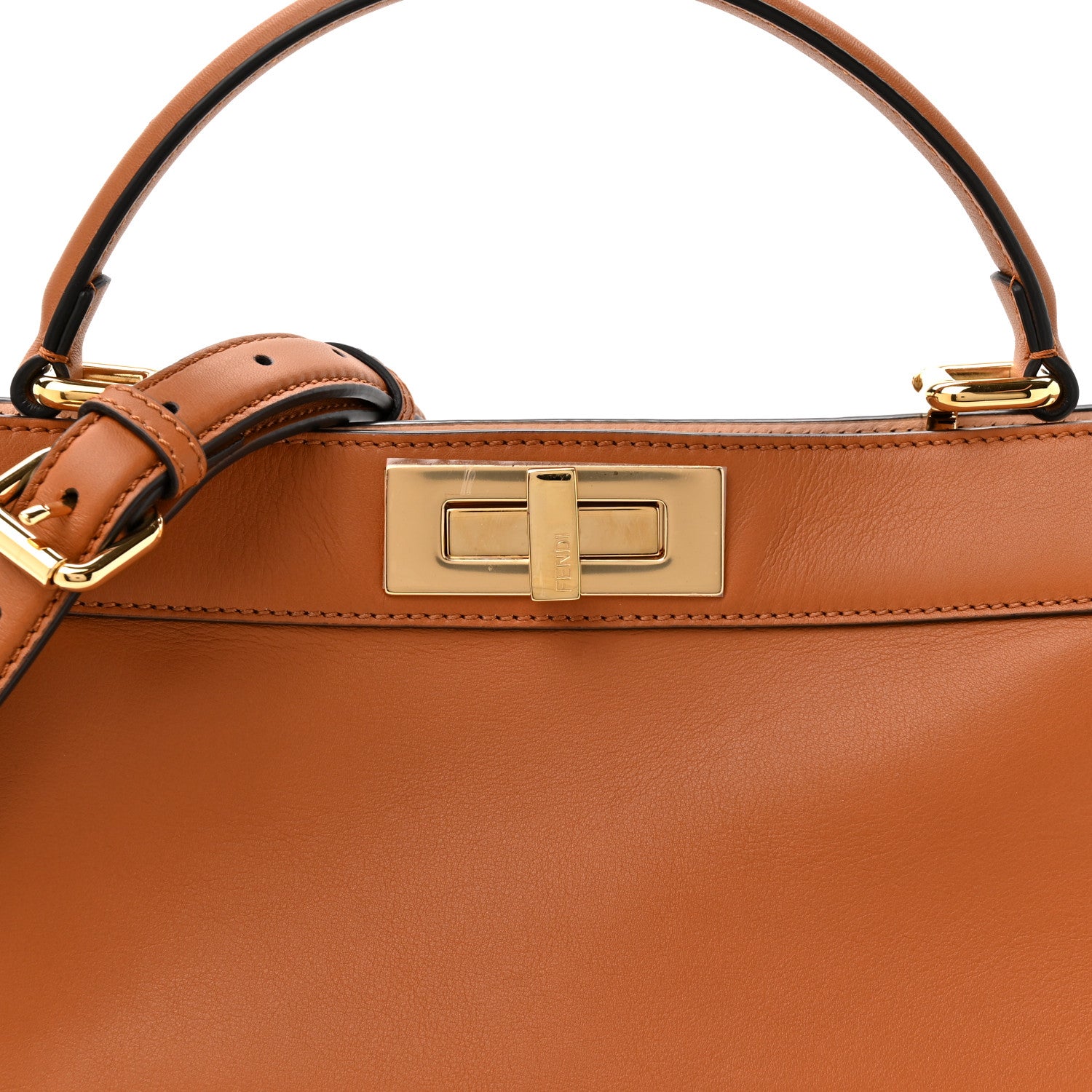 Fendi Vitello Seta Shiny Nappa Medium Peekaboo I SEE U Satchel Brandy Light Rose 17 of 25