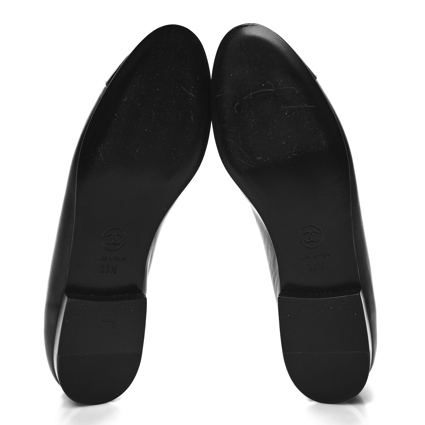 Lambskin Patent CC Cap Toe Ballerina Flats 36.5 Black