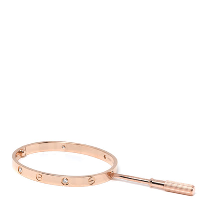 Cartier 18K Pink Gold 4 Diamond LOVE Bracelet 18 5 of 6