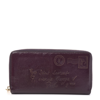 Saint Laurent Patent Y Mail Zip Around Wallet Purple 1 of 6
