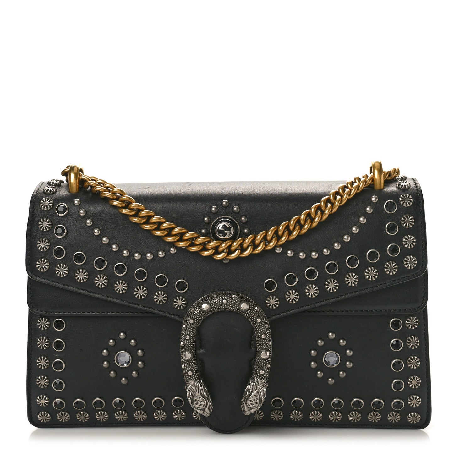 Calfskin Studded Small Dionysus Shoulder Bag Black