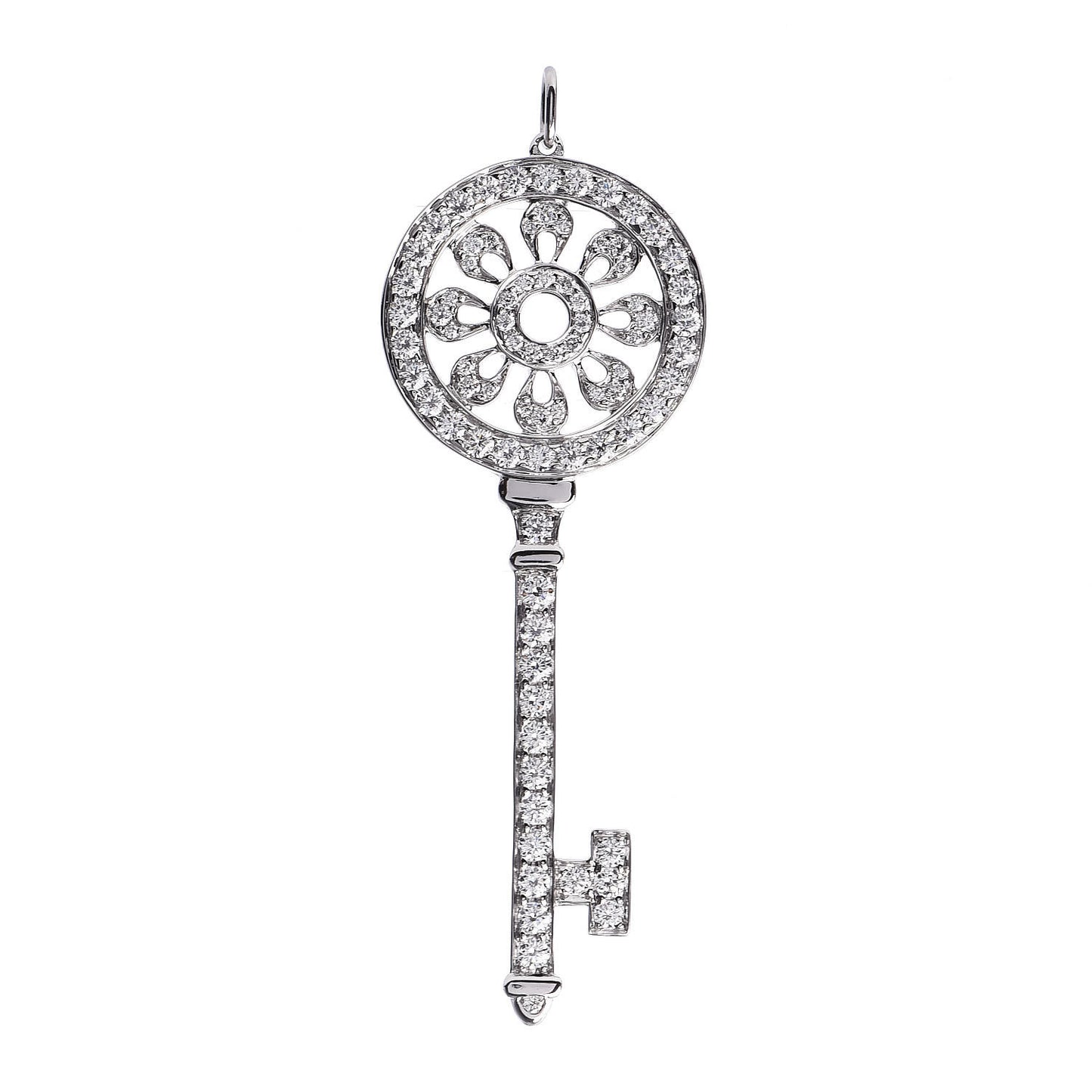 Platinum Diamond Petals Key Pendant