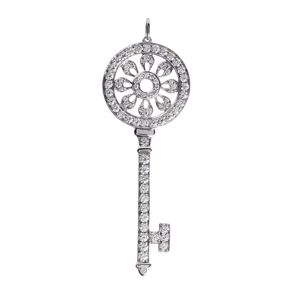 Tiffany Platinum Diamond Petals Key Pendant 1 of 4