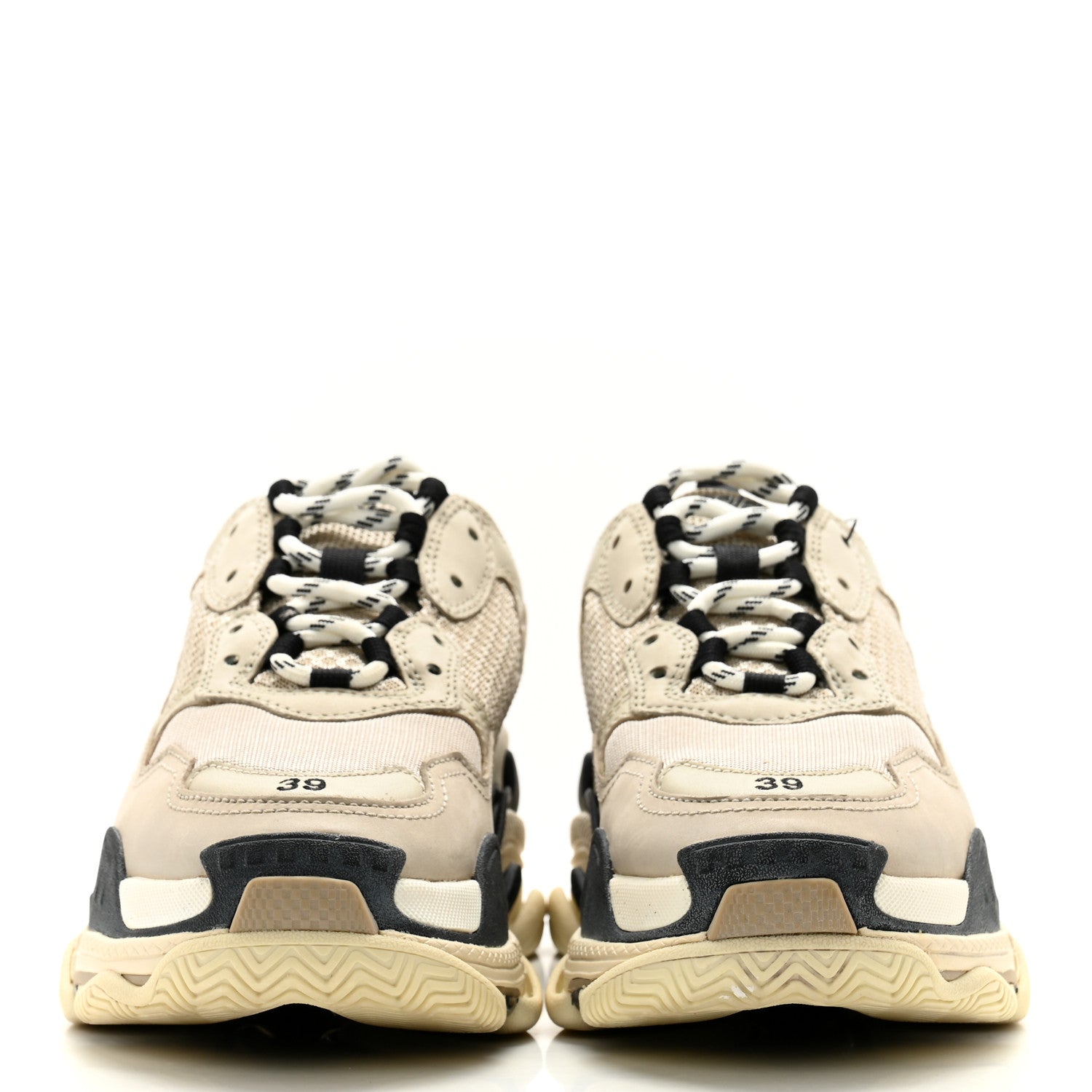 Balenciaga Fabric Mesh Womens Triple S Sneakers 39 Beige Black 2 of 10