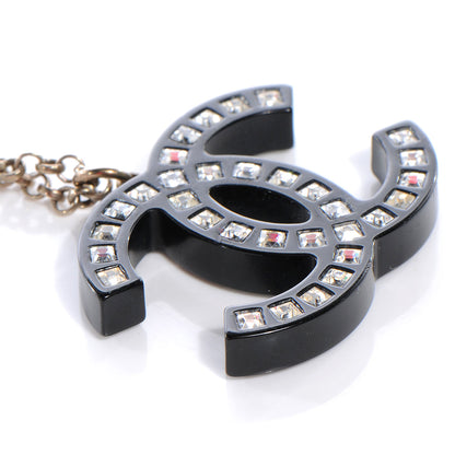 Chanel Crystal Studded CC Necklace Black Silver 5 of 5