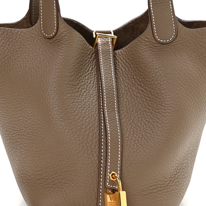 Hermes Taurillon Clemence Picotin Lock 18 PM Etoupe 8 of 13