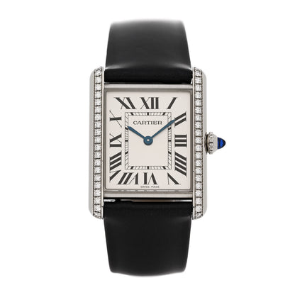 Cartier Stainless Steel Satin Diamond 25mm Must de Cartier Tank Quartz Watch 1 of 6