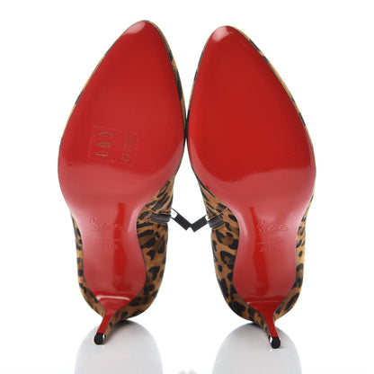 Christian Louboutin Veau Velours Leopard Print Eloise Booty 85 Ankle Boots 37.5 Caramel 5 of 12