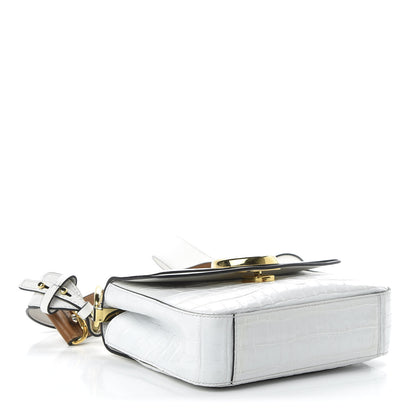 Chloe Calfskin Crocodile Embossed Small C Double Carry Brilliant White 5 of 12