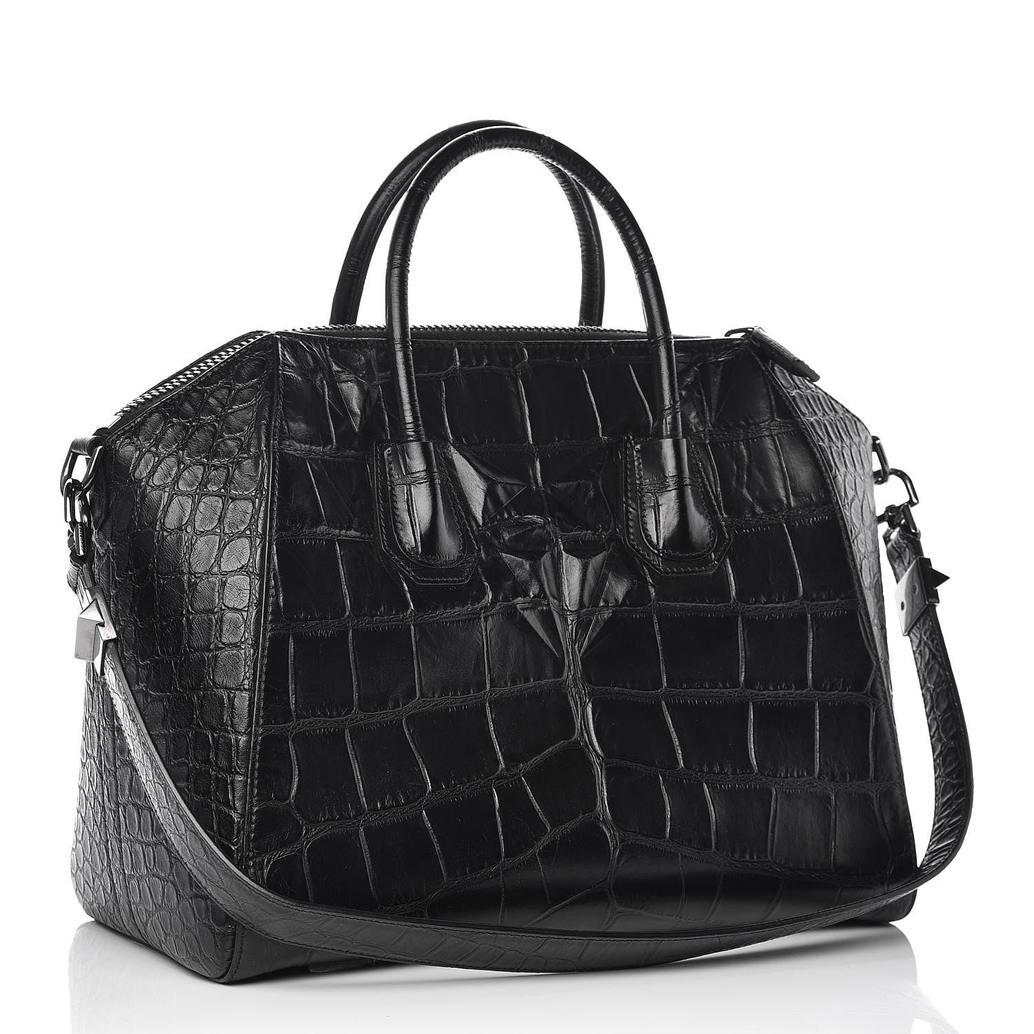 Givenchy Calfskin Crocodile Embossed Medium Antigona Black 3 of 11