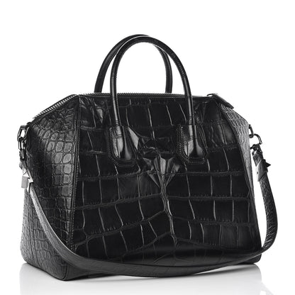 Givenchy Calfskin Crocodile Embossed Medium Antigona Black 3 of 11