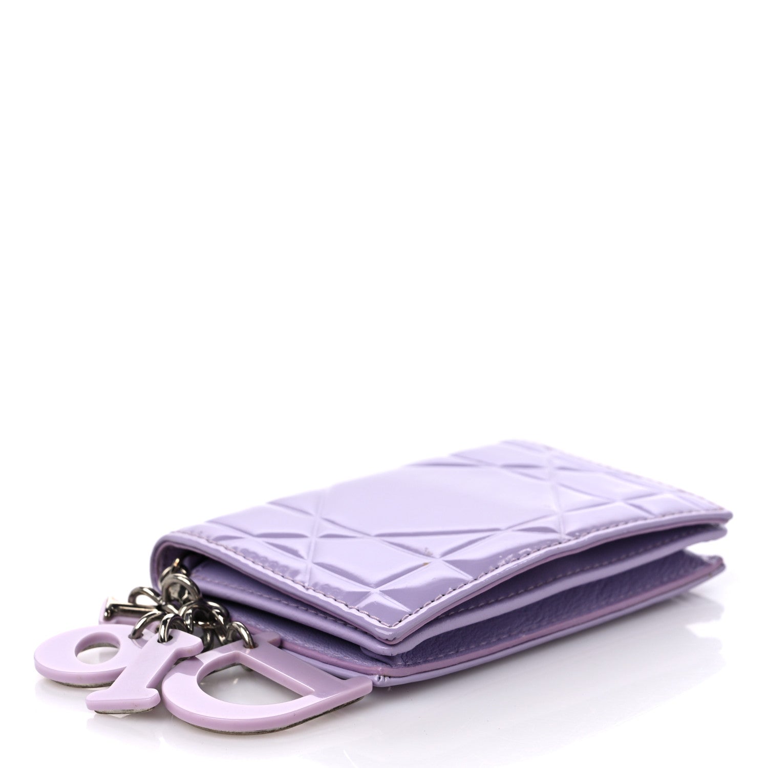 Christian Dior Patent Cannage Lady Dior Card Holder Lilac 4 of 10