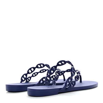 Hermes Rubber Chaine d'Ancre Island Sandals 37 Bleu Smalt 4 of 9