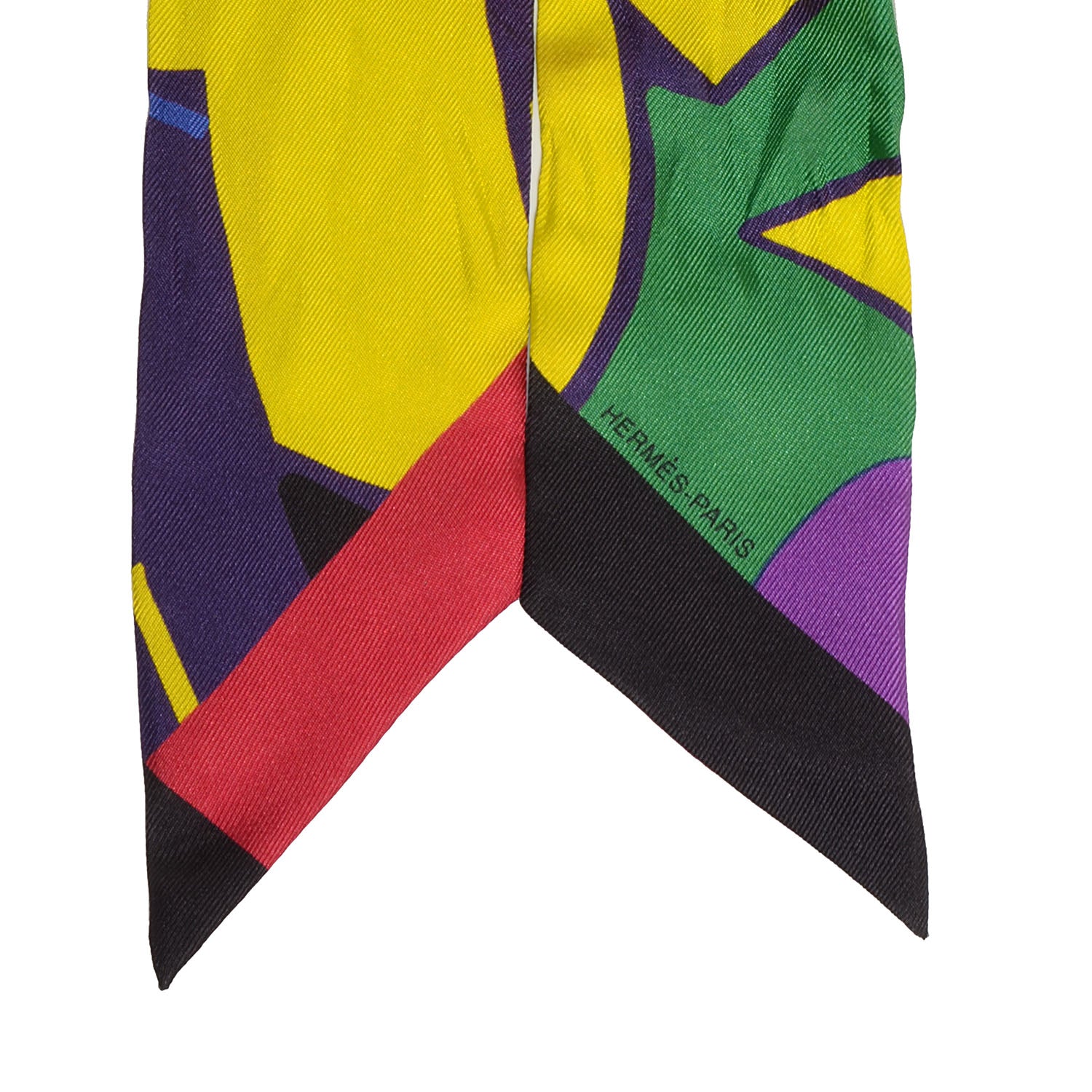 Hermes Silk Graff Graffiti Twilly Noir Jaune Vert 5 of 6