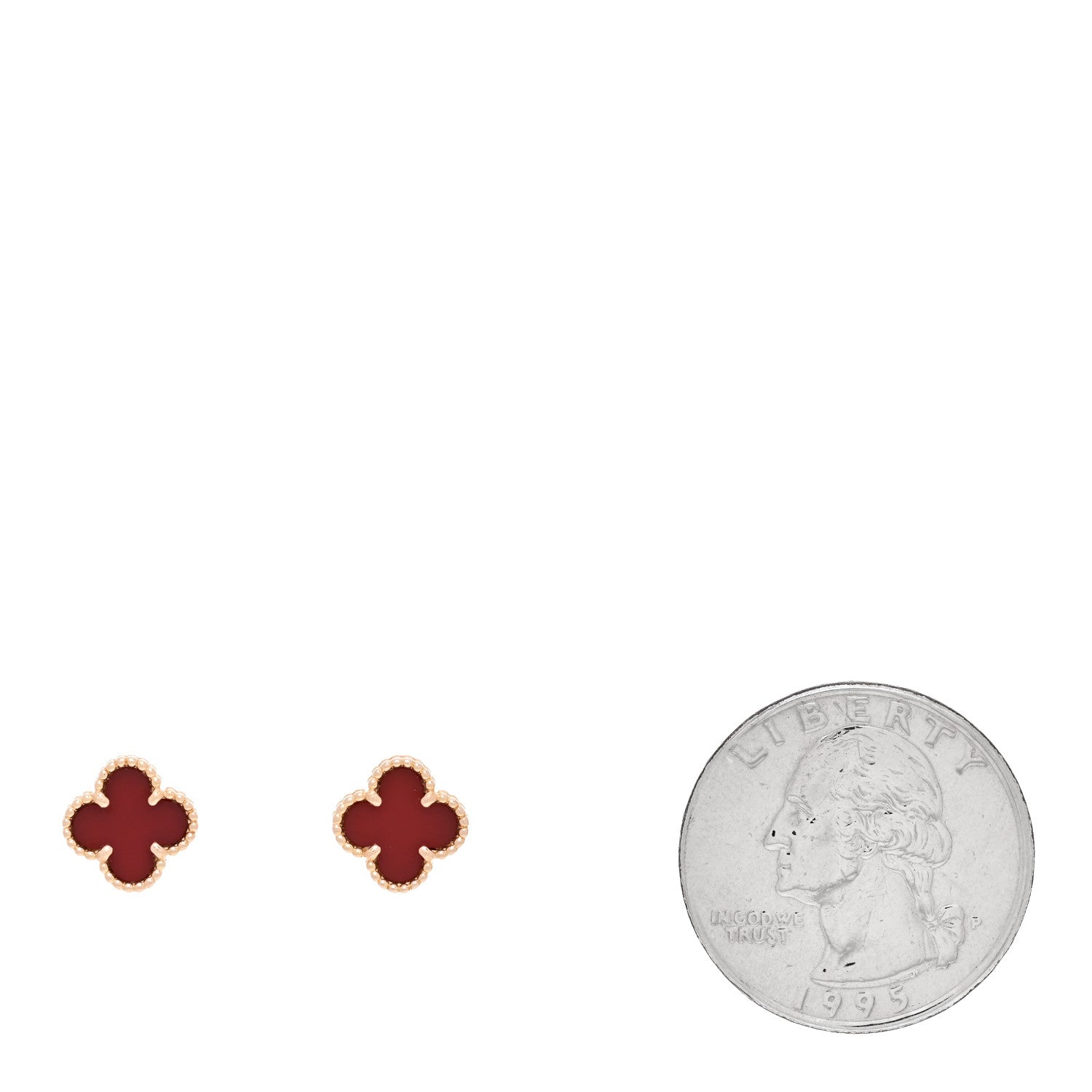 Van Cleef & Arpels 18K Rose Gold Carnelian Sweet Alhambra Earrings 2 of 5