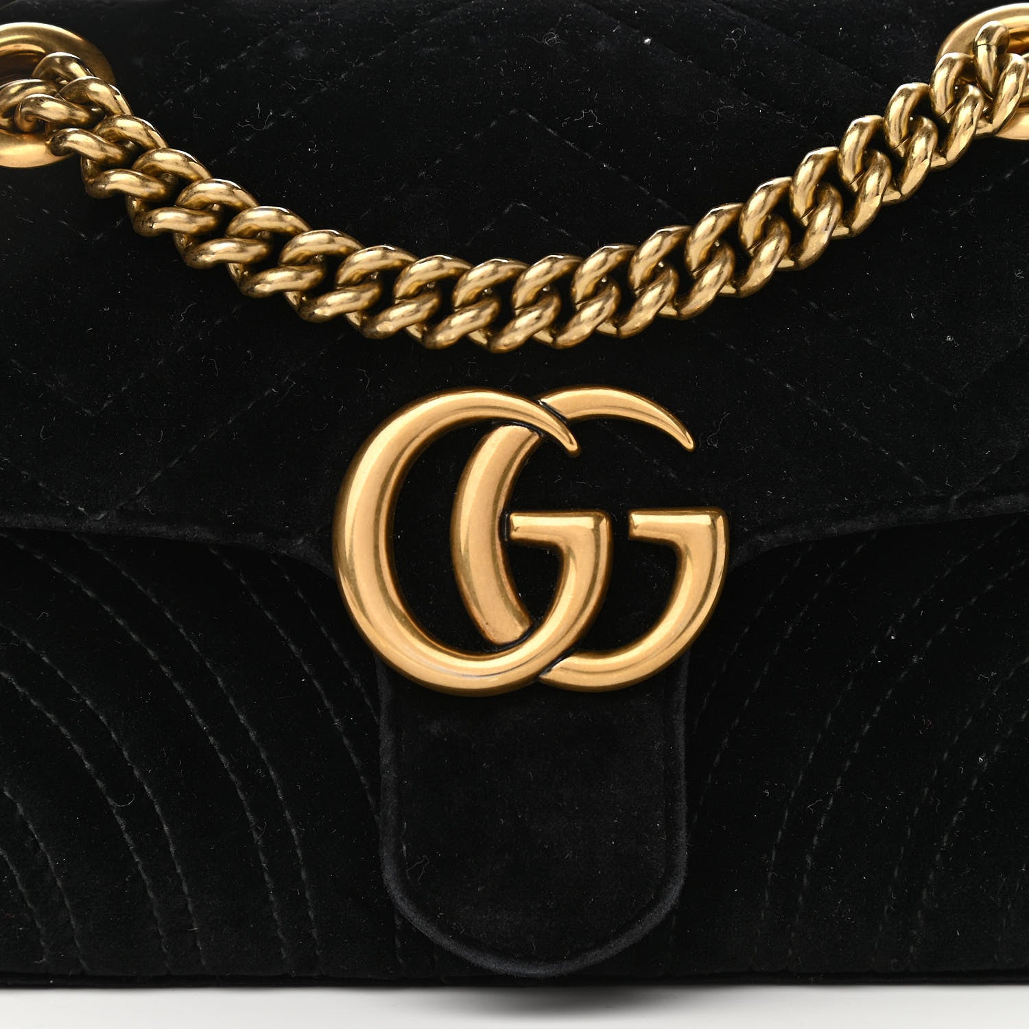 Gucci Velvet Matelasse Mini GG Marmont Shoulder Bag Black 8 of 10