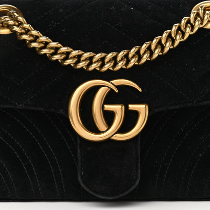Gucci Velvet Matelasse Mini GG Marmont Shoulder Bag Black 8 of 10