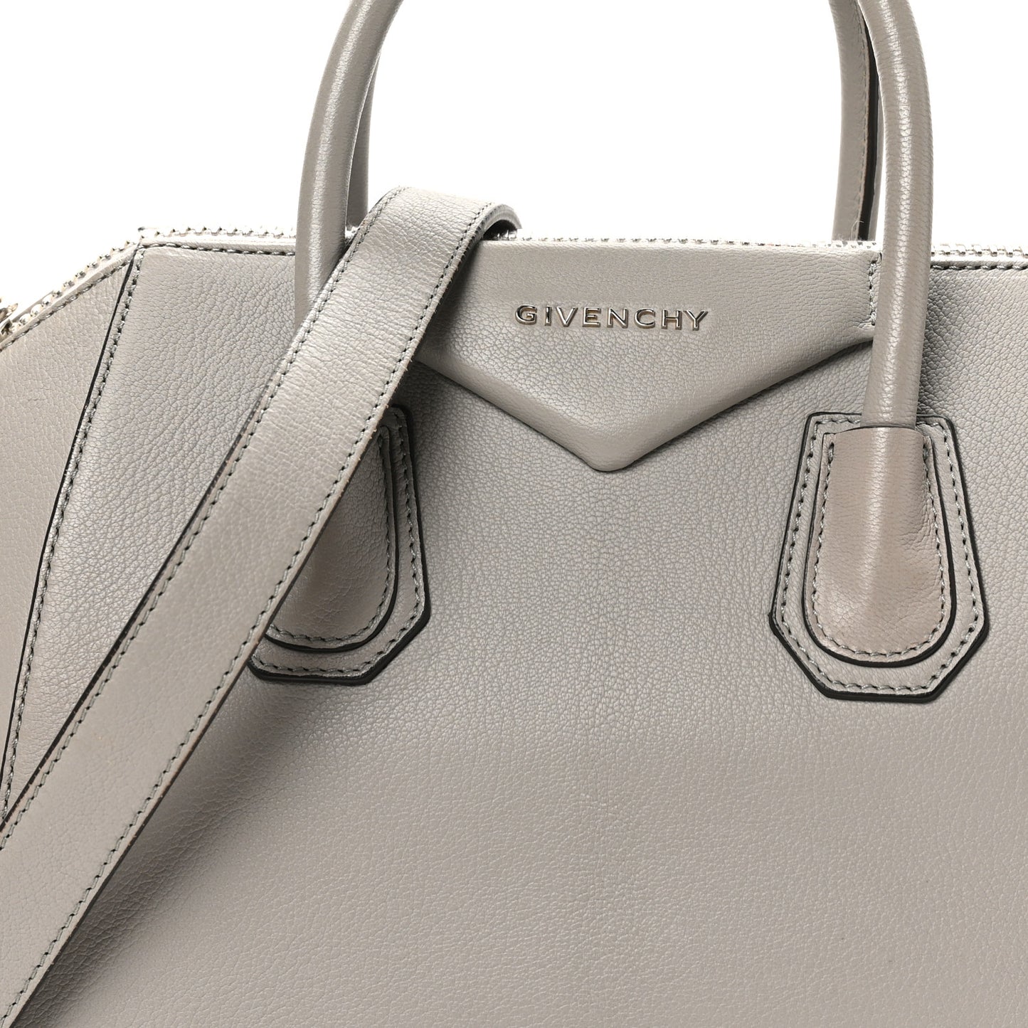 Sugar Goatskin Small Antigona Pearl Grey