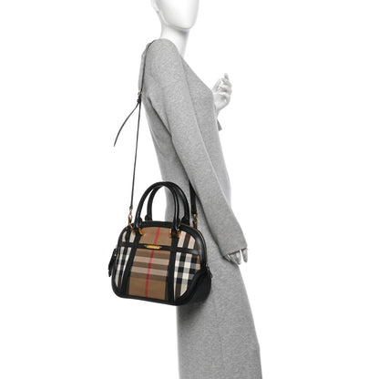 Burberry Bridle Calfskin House Check Small Orchard Bowling Bag Black 2 of 13