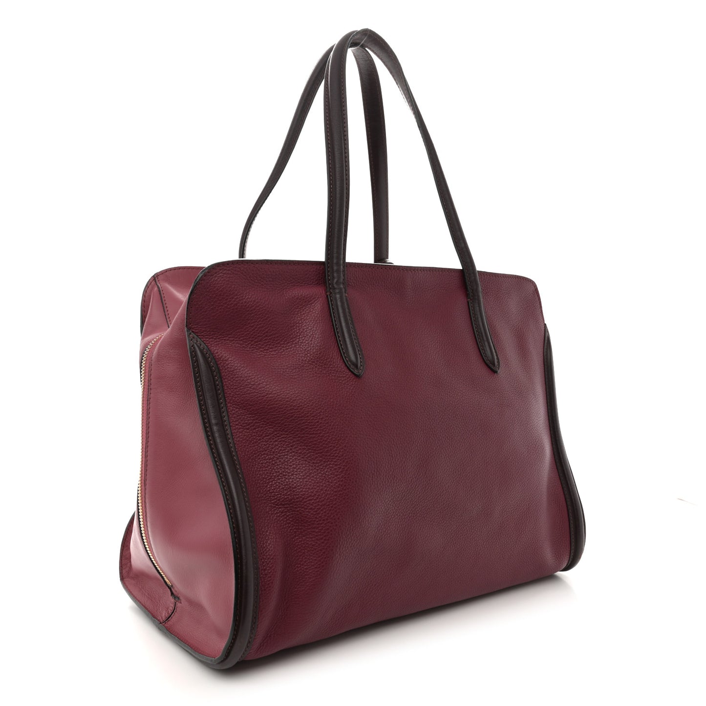 Pebbled Calfskin Small Skull Padlock Zip Around Tote Dark Pink