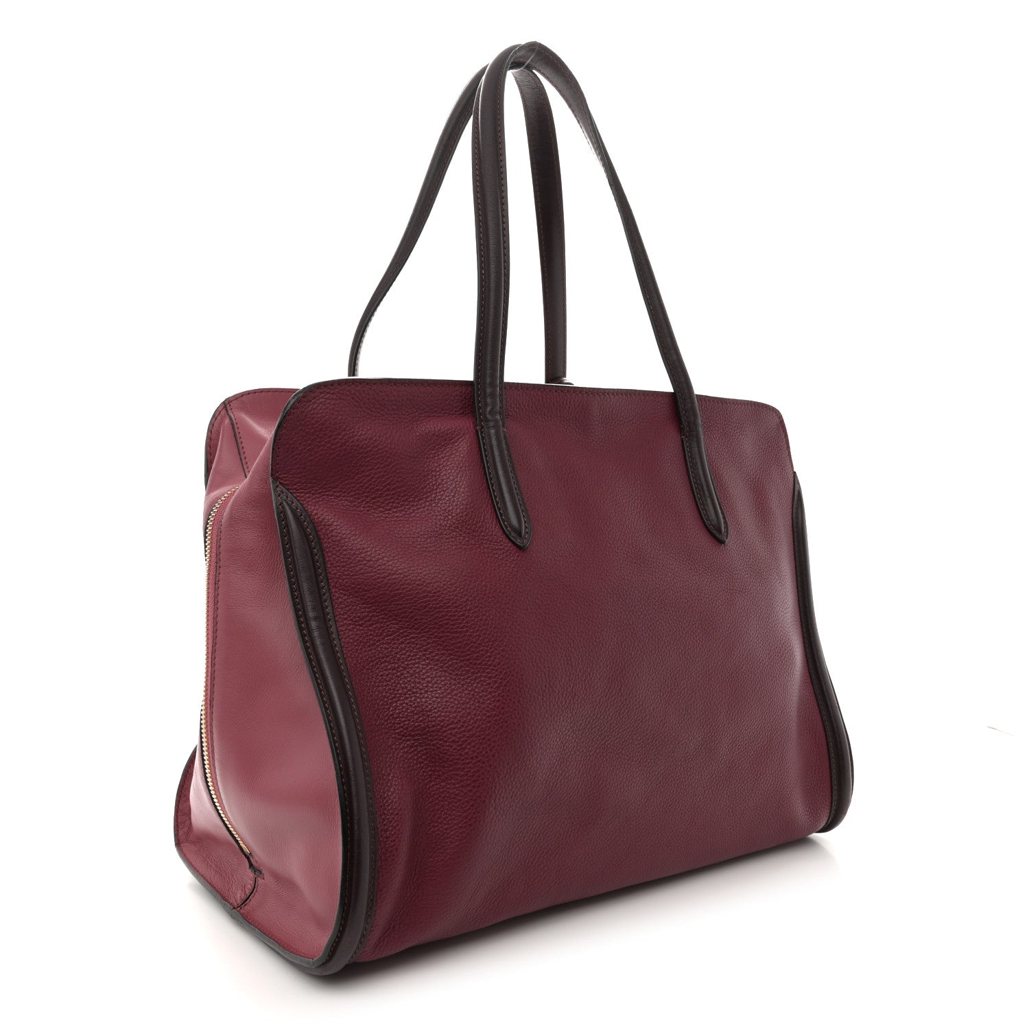 Alexander McQueen Pebbled Calfskin Small Skull Padlock Zip Around Tote Dark Pink 3 of 19