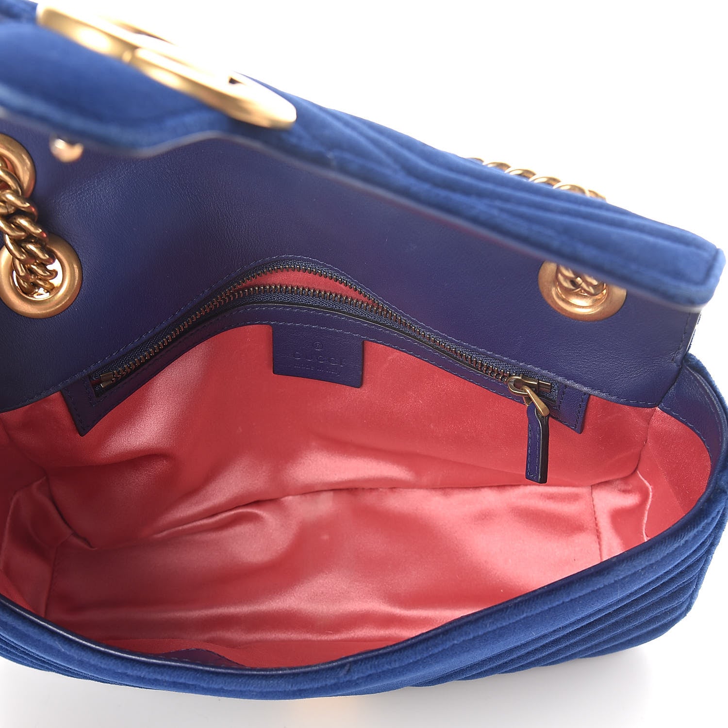 Gucci Velvet Matelasse Small GG Marmont Shoulder Bag Cobalt Blue 5 of 13