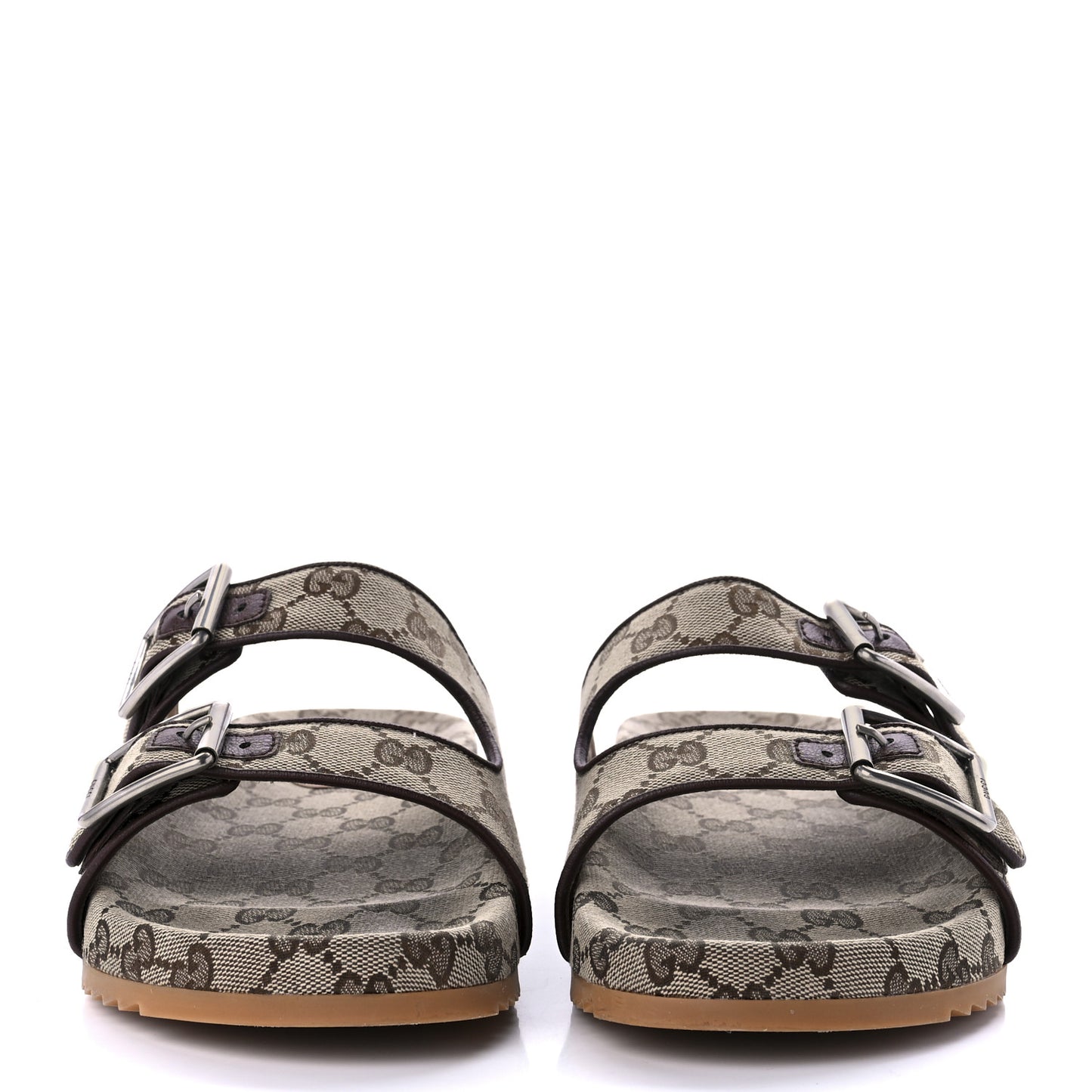 GG Monogram Lavaredo Eco Fabric Mens Slide Sandals With Straps 8 Beige Ebony Light Brown