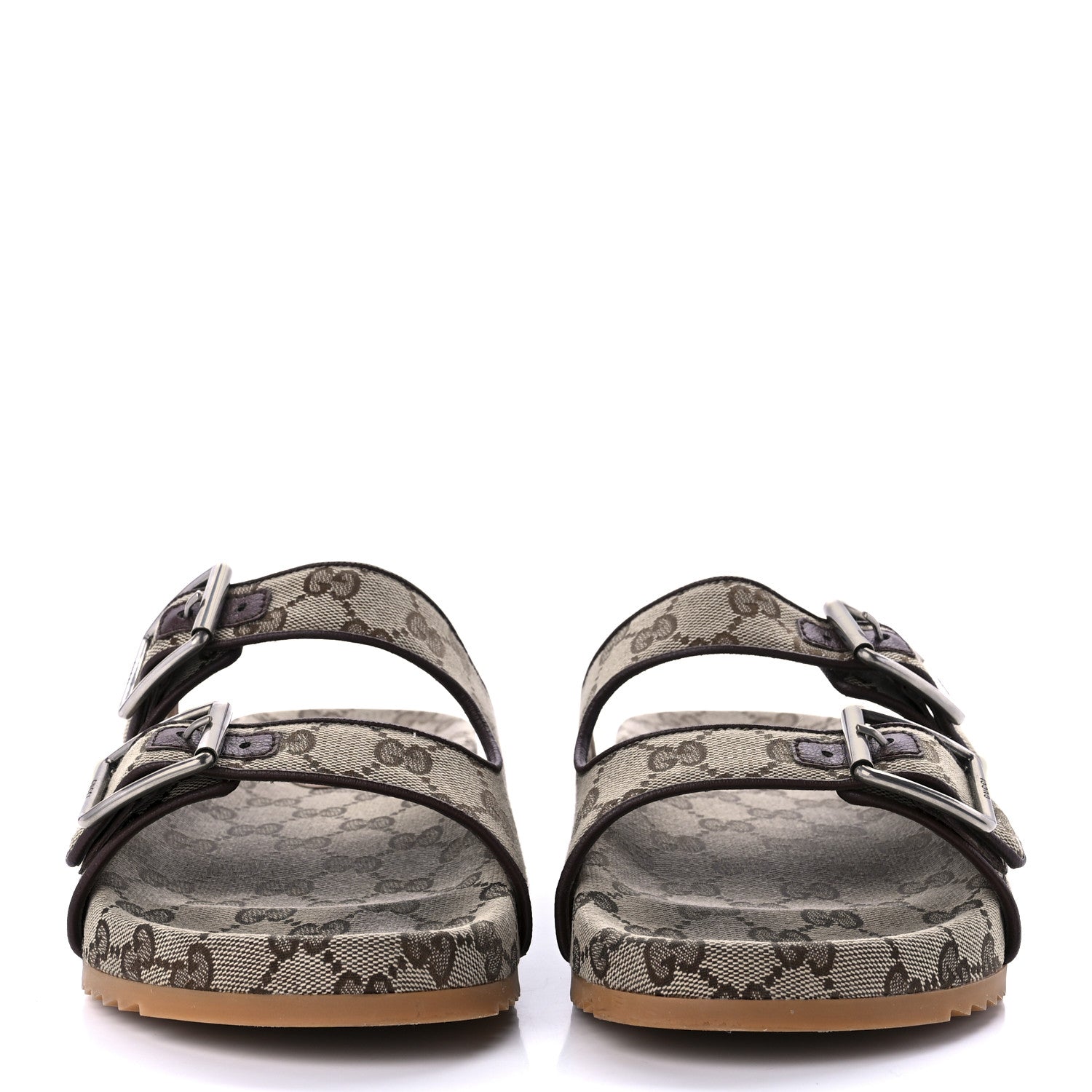 Gucci GG Monogram Lavaredo Eco Fabric Mens Slide Sandals With Straps 8 Beige Ebony Light Brown 2 of 8