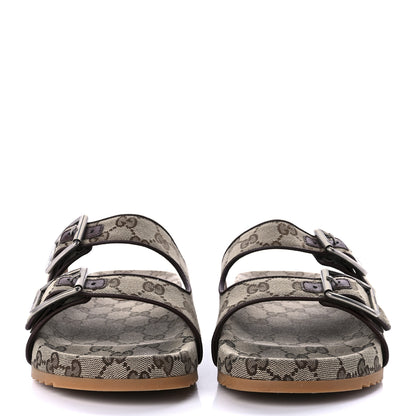 Gucci GG Monogram Lavaredo Eco Fabric Mens Slide Sandals With Straps 8 Beige Ebony Light Brown 2 of 8