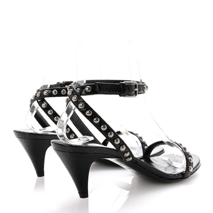 Saint Laurent Ayers Snakeskin Pearl Embellished Kiki 55 Sandals 36.5 Black 5 of 9