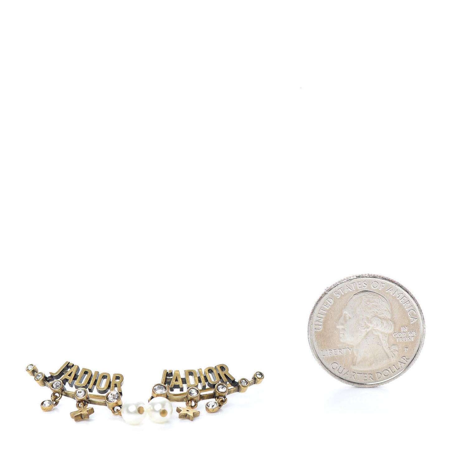 Metal Crystal Pearl J'Adior Ear Crawlers Aged Gold