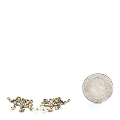 Christian Dior Metal Crystal Pearl J'Adior Ear Crawlers Aged Gold 2 of 4