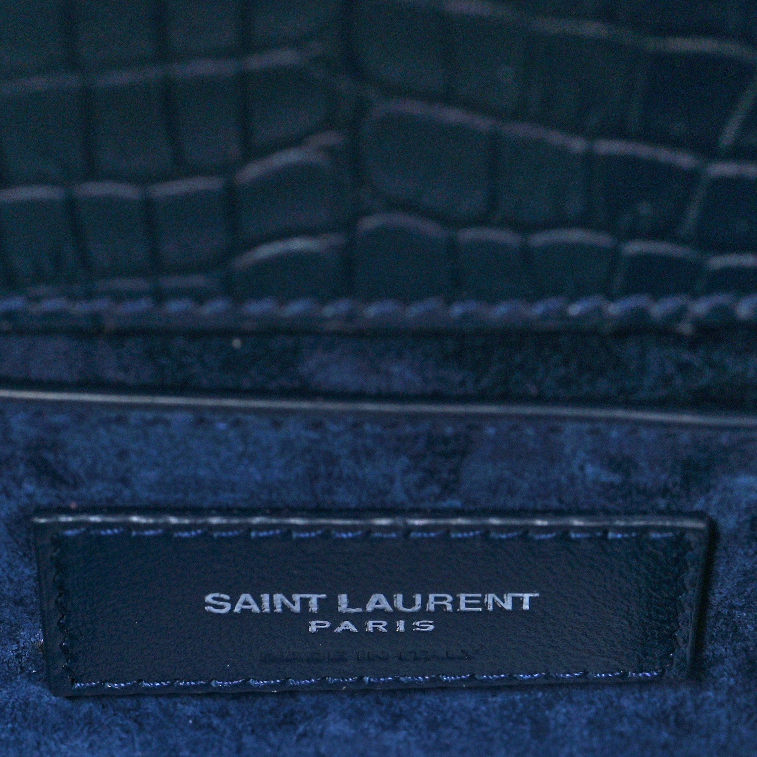 Saint Laurent Calfskin Crocodile Embossed Medium Monogram Sunset Blue 5 of 7