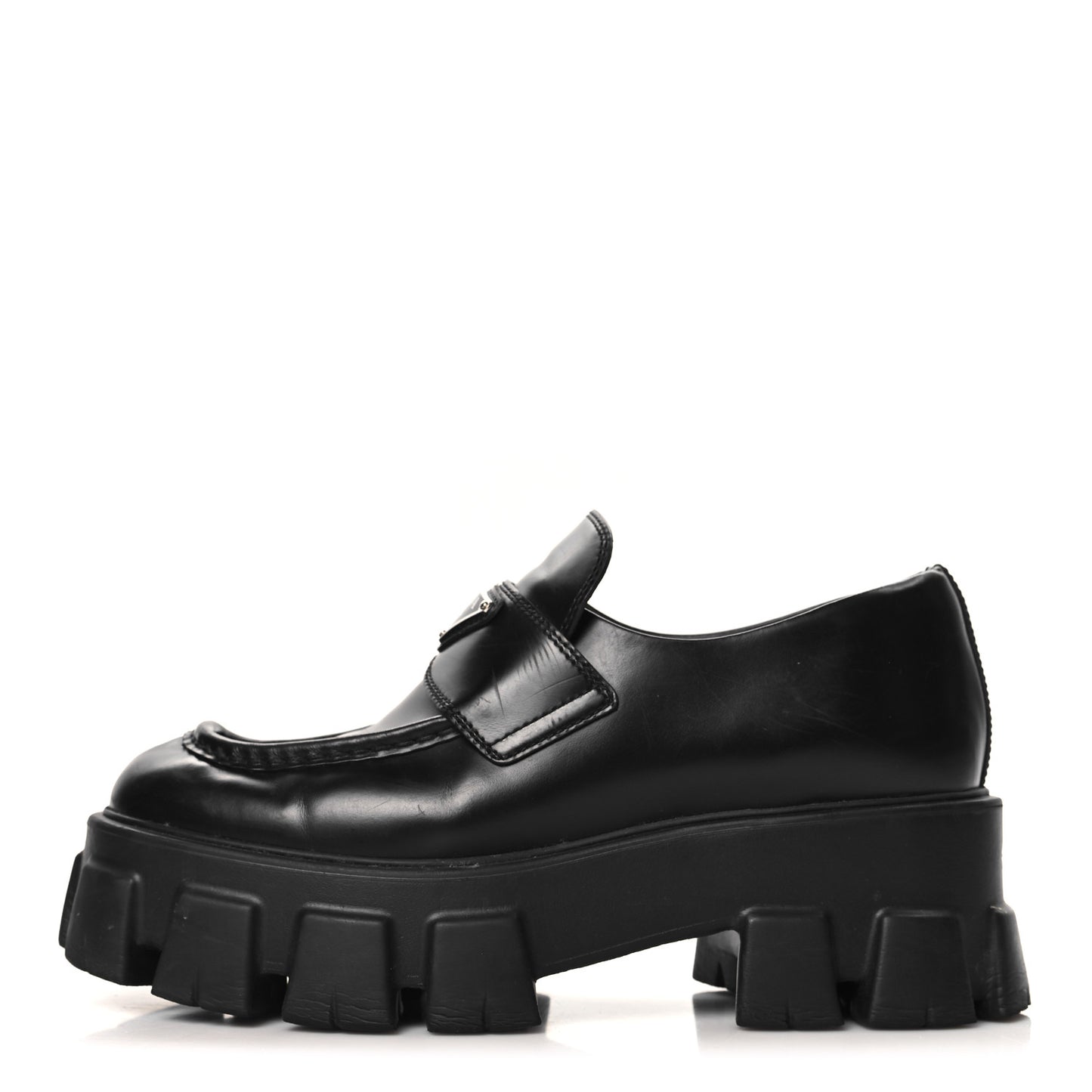 Spazzolato Triangle Logo Monolith Pointy 55mm Loafers 38.5 Black