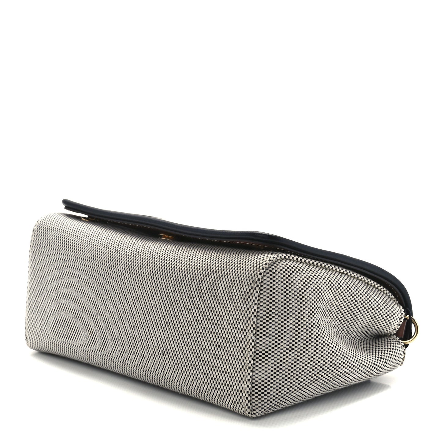 Cotton Canvas Horseferry Print Small Crossbody Bag Grey Tan