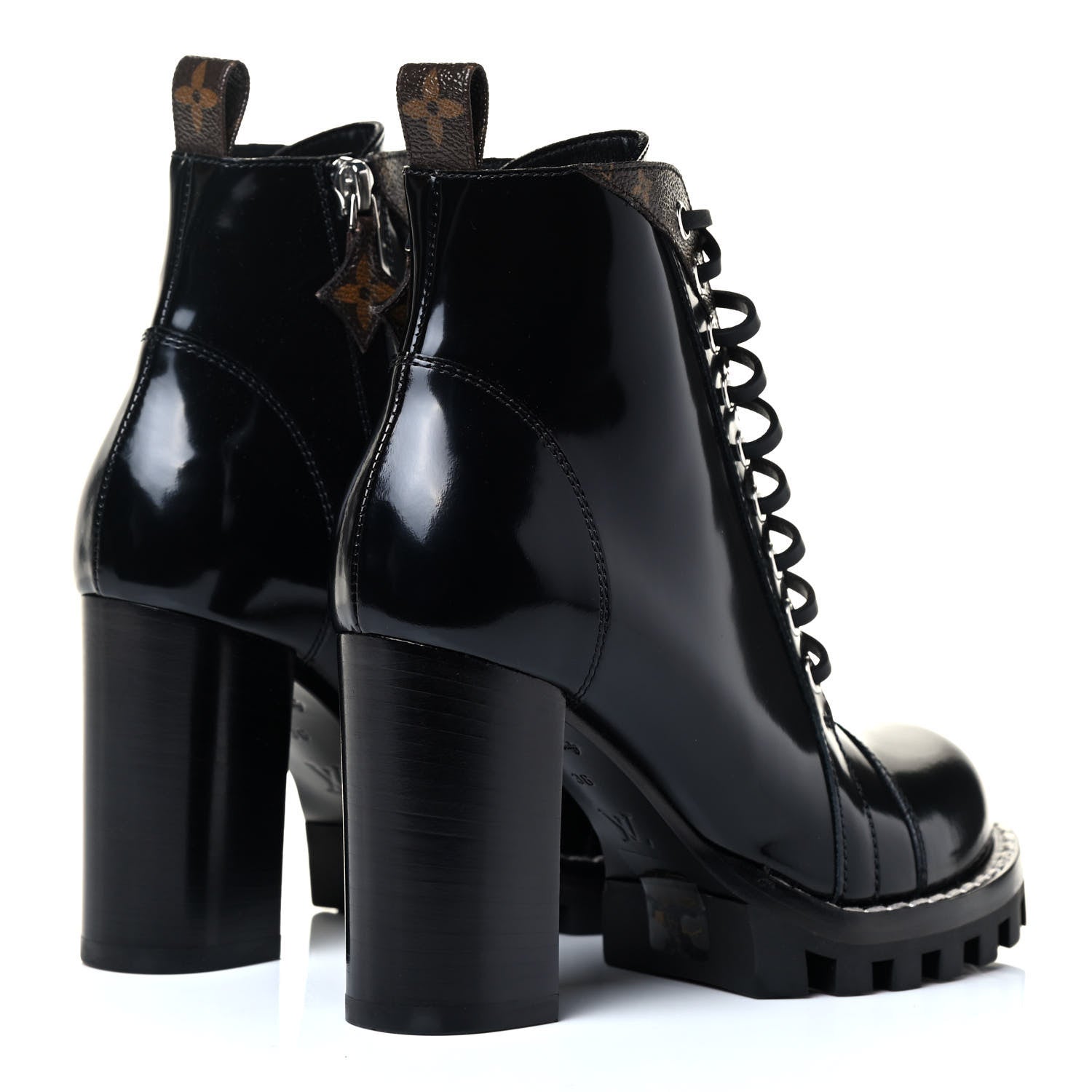 Louis Vuitton Patent Calfskin Monogram Star Trail Ankle Boots 36 Black 3 of 5