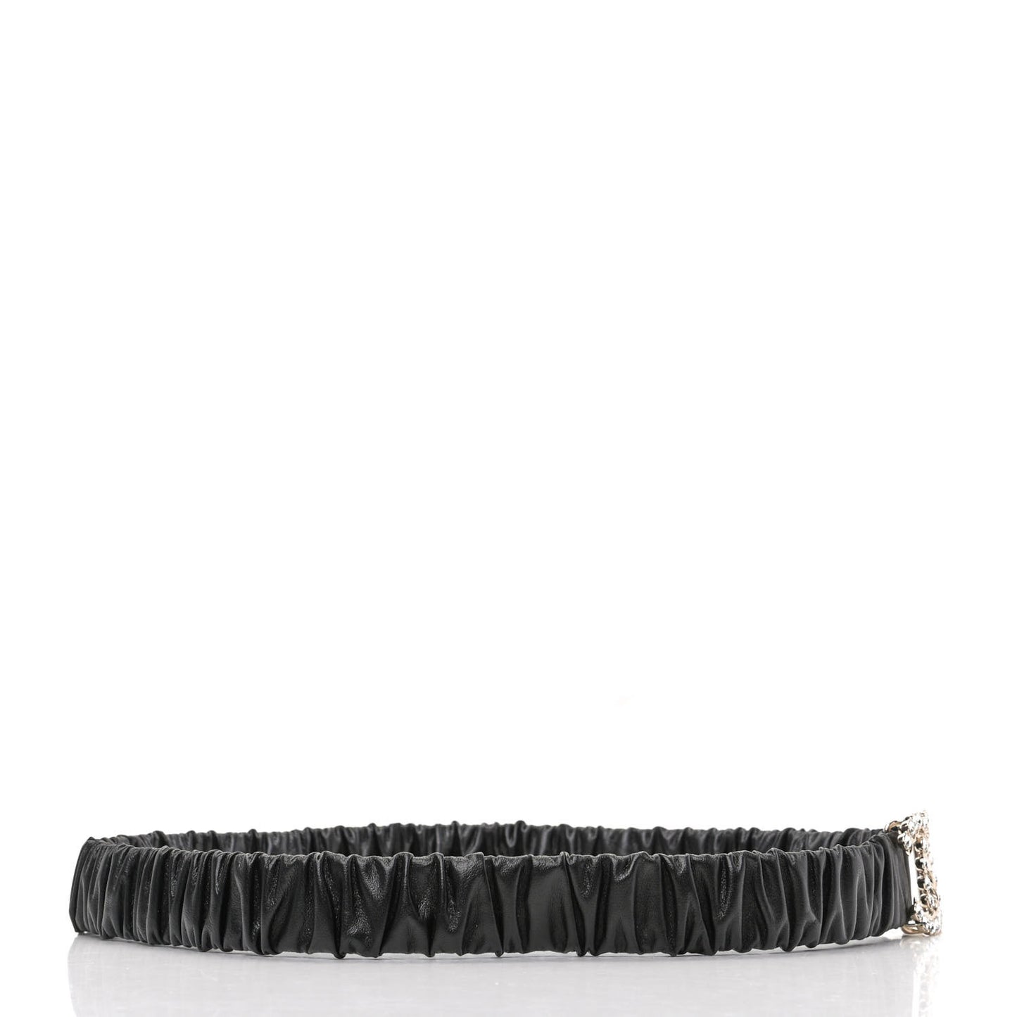 Calfskin Strass Ruched Rope CC Belt 85 34 Black