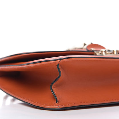 Valentino Garavani Vitello Medium Glam Lock Rockstud Flap Bag Orange 6 of 9