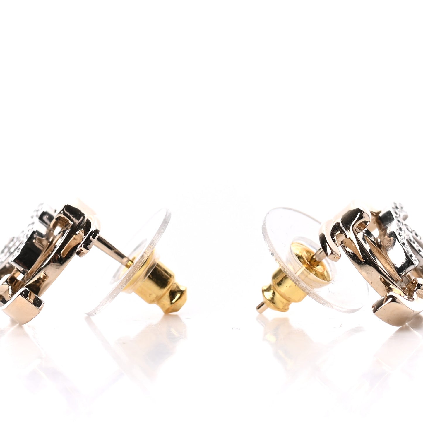 Crystal Double CC Earrings Gold Silver