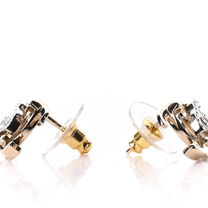Chanel Crystal Double CC Earrings Gold Silver 3 of 5