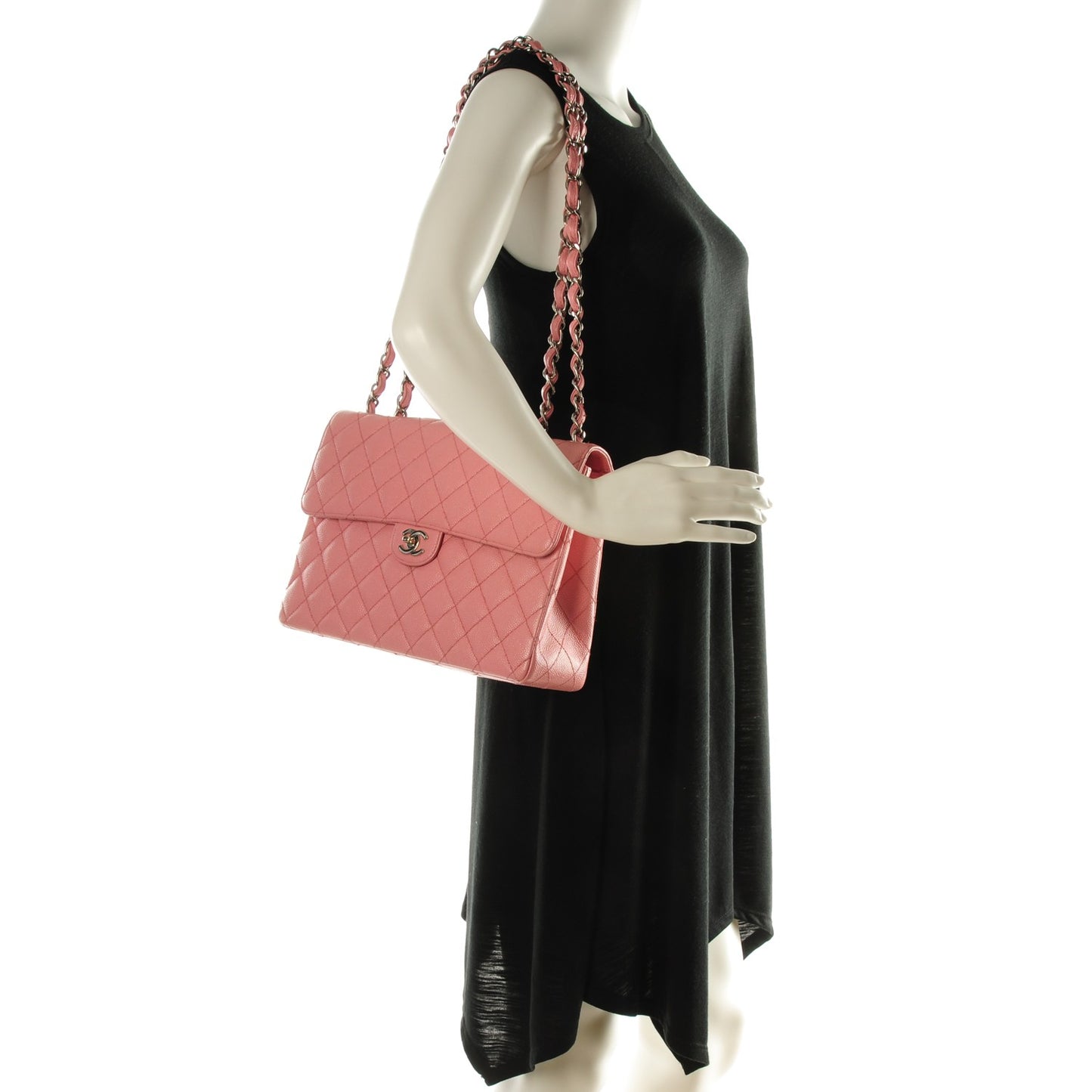 Caviar Jumbo Single Flap Pink