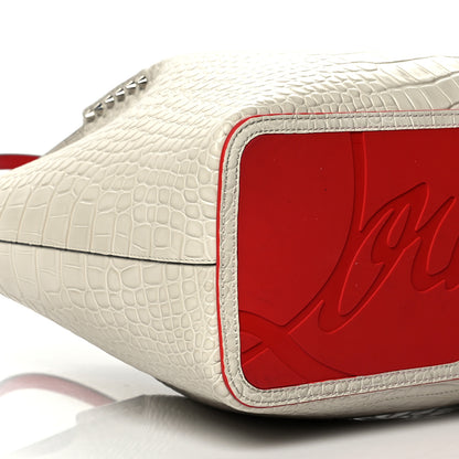 Christian Louboutin Crocodile Embossed Calfskin Spiked Cabarock Shopper Tote White 8 of 9